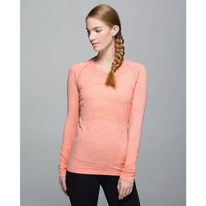 Lululemon Swiftly Long Sleeve Heathered Plum Peach Sz 14